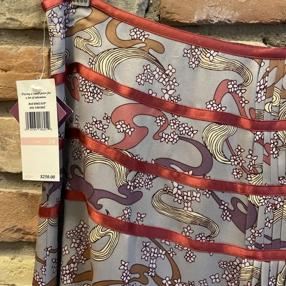 original penguin by munsingwear pleated gray floral silk skirt nwt Mrsp $250 10 - Picture 5 of 11